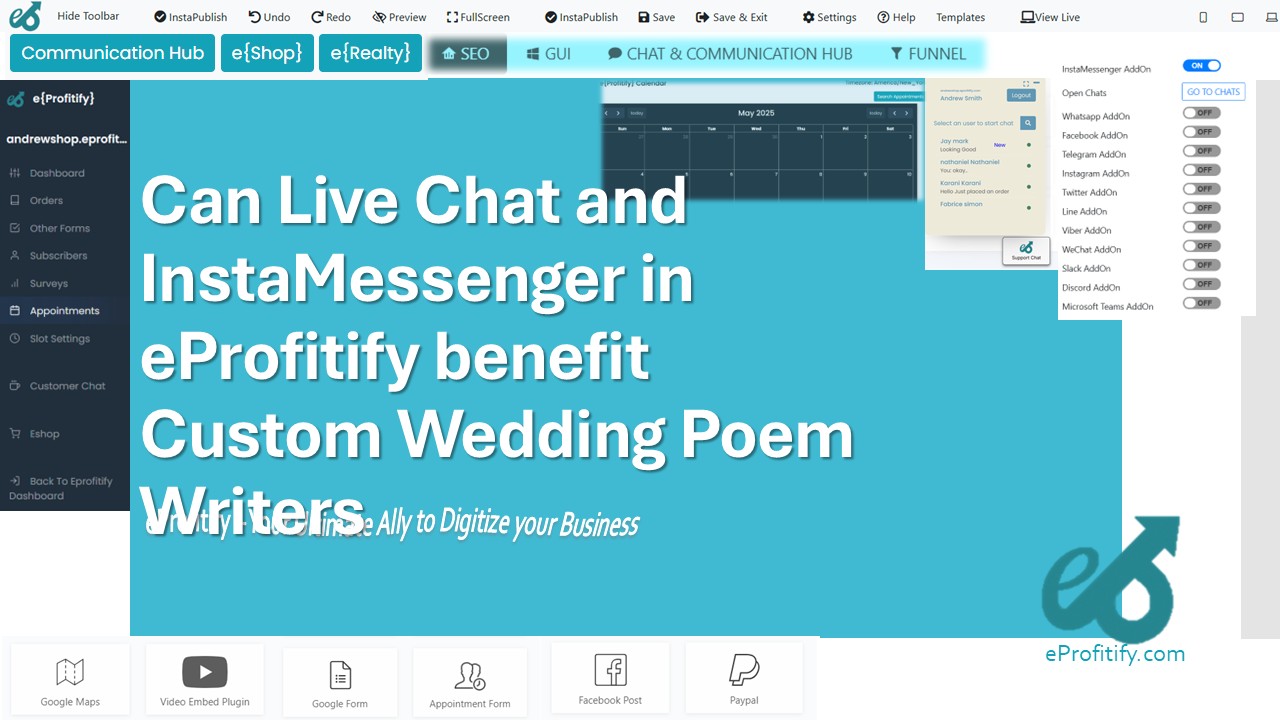 Can Live Chat and InstaMessenger in eProfitify benefit Custom Wedding Poem Writers